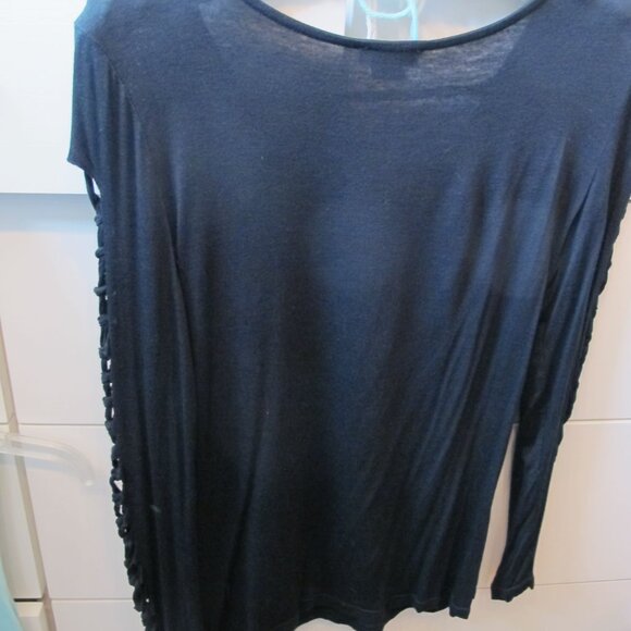 venus Black long sleeve top with arm cut outs and sexy neckline size medium - Picture 7 of 9